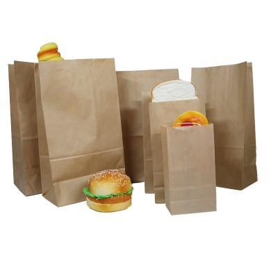 Custom Food Packing Flat Bottom Kraft Paper Bag With Own Logo