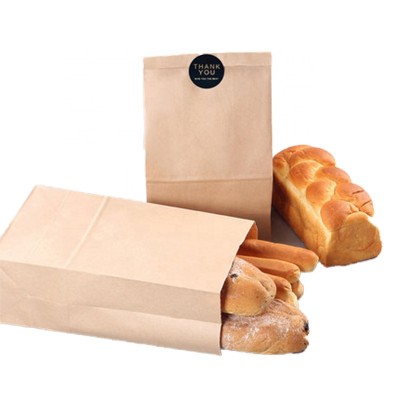 Food Grade Packaging Printing Flat Bottom Resealable Oil Proof Kraft Coffee And Bread Paper Bag